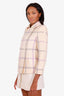 Courreges Cream/Purple Wool Plaid Double Breasted Blazer Size M