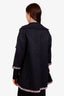 Pre-loved Chanel™ Navy Tweed Chain Trimmed Coat Size 36