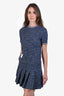 Thom Browne Navy Cotton Check Short Sleeve Top + Pleated Skirt Set Size 36