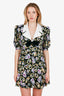 Alessandra Rich Black/Multicolour Bow-embellished Printed Mini Dress Size 44