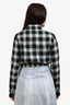 Maje Green Check Cropped Long Sleeve Top Size 2