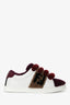 Fendi White/Red Leather Shearling Zucca FF Logo Trimmed Sneakers Size 36