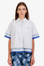 Loewe 2026 Blue/White Striped Pleated-Trim Layered Shirt Size 38