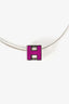 Hermès Silver-Tone/Purple Pop H Cube Pendant Necklace