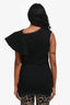 Lanvin Black Cotton Asymmetrical Short Sleeve Top Size S