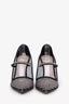 Miu Miu Black Fishnet Crystal Embellished Heels Size 37