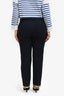 Pre-loved Chanel™ 2019 Navy Blue Tweed Trousers with Yellow Logo Ribbon Trim Size 42