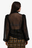 Thomas Wylde Black Sheer Silk Ruffle Blouse Size L