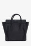 Celine Black Leather Nano Luggage Bag with Strap