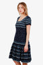 Oscar de la Renta 'Robe en maille à broderies' Mini Dress Size 10