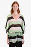 Vix Paula Hermany Green/White/Multicolour Crepe Striped Belted Top Size S