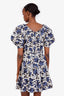 Ulla Johnson White/Blue Cotton Floral Puffy Sleeve Mini Dress Size 6