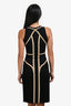 Alexander McQueen Black/Tan Pleated Flare Midi Dress Size XS