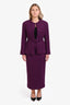 Pre-loved Chanel™ 1998 Purple Wool Tweed Jacket Suit Set Size 40 With Belt