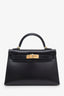 Hermès 2026 Black Box Leather Mini Kelly II Sellier 20 with Strap GHW