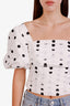 Self-Portrait White Polka Dot Puff Sleeve Top Size 8
