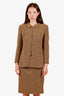 Pre-loved Chanel™ 98C Brown/Yellow Tweed Skirt Suit Set Size 42