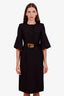Gucci Black Wool Silk Belted Short Sleeve Mini Dress Size 36