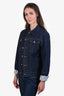 Christian Dior Dark Wash Denim Oblique Motif Lined Jacket Size 44