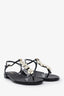 Pre-loved Chanel™ Interlocking CC Logo Leather T-Strap Sandals Size 38