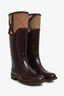 Burberry Burgundy Rubber Nova Check Zip Boot Size 36