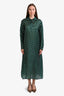 Sofie D'Hoore Green Polka Dot Printed Organza Silk Oversized Shirt Dress Size 38