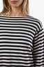 Celine Beige/Navy Striped Boat Neck Long Sleeve Top Size L