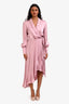 Zimmermann Pink Silk Long Sleeve Wrap Midi Dress Size 1