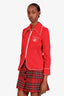 Gucci Red GG Logo Cinched Zip Up Jacket Size XS