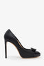 Salvatore Ferragamo Black Leather Bow Accent Pumps Size 8.5