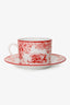 Christian Dior Red 'Toile de Jouy' Tea Cup Saucer Set