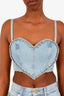 Area Blue Denim Heart Shaped Crystal Embellished Bra Top Size 2