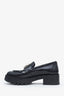 Pre-loved Chanel™ Black Leather Interlocking CC Logo Loafers Size 38C