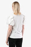 Comme des Garcons White Cotton Ruffle Sleeve T-Shirt Size S
