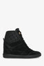 Louis Vuitton Black Suede Monogram Sneaker Wedges Size 36.5