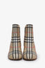 Burberry Beige Leather Nova Check Pattern Block Heel Ankle Boots Size 38