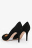 Jimmy Choo Black Suede JC Emblem Pointed Pumps Size 39