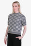 Gucci Grey/Ivory Soft Wool Boucle Short Sleeve Crewneck Sweater Size M
