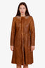 Prada Fall 2004 Brown Shearling Coat with Mink Beading & Crystal Size 44