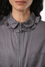 Hermès Grey Cotton Drawstring Waist Ruffle Blouse Size 40