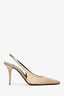 Saint Laurent Taupe Satin Slingback Heels Size 37