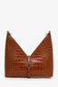 Givenchy Brown Crocodile Embossed Cut-Out Tote Shoulder Bag