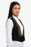 Etro Black Studded Vest Waistcoat with Striped Back Size 46