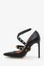 Valentino Black Leather Rockstud Ankle Strap Heels Size 39