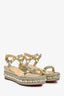 Christian Louboutin Metallic Gold Leather Stud Platform Sandals Size 39
