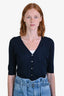 Vince Navy Blue Wool Short Sleeve Buttoned Cardigan Size S