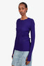 Burberry Purple Ribbed Long Sleeve Shirt Size S