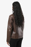 Lafayette 148 Brown Lambskin Leather Moto Jacket Size S