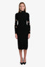 Prada Black Jersey Logo Mock Neck Cut-Out Long Sleeve Dress Estimated Size M