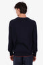 Brunello Cucinelli Navy Cotton Knitted V-Neck Sweater Size 54 Mens